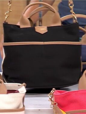 Market by Monica Black Coated Canvas Tote with Crossbody Strap